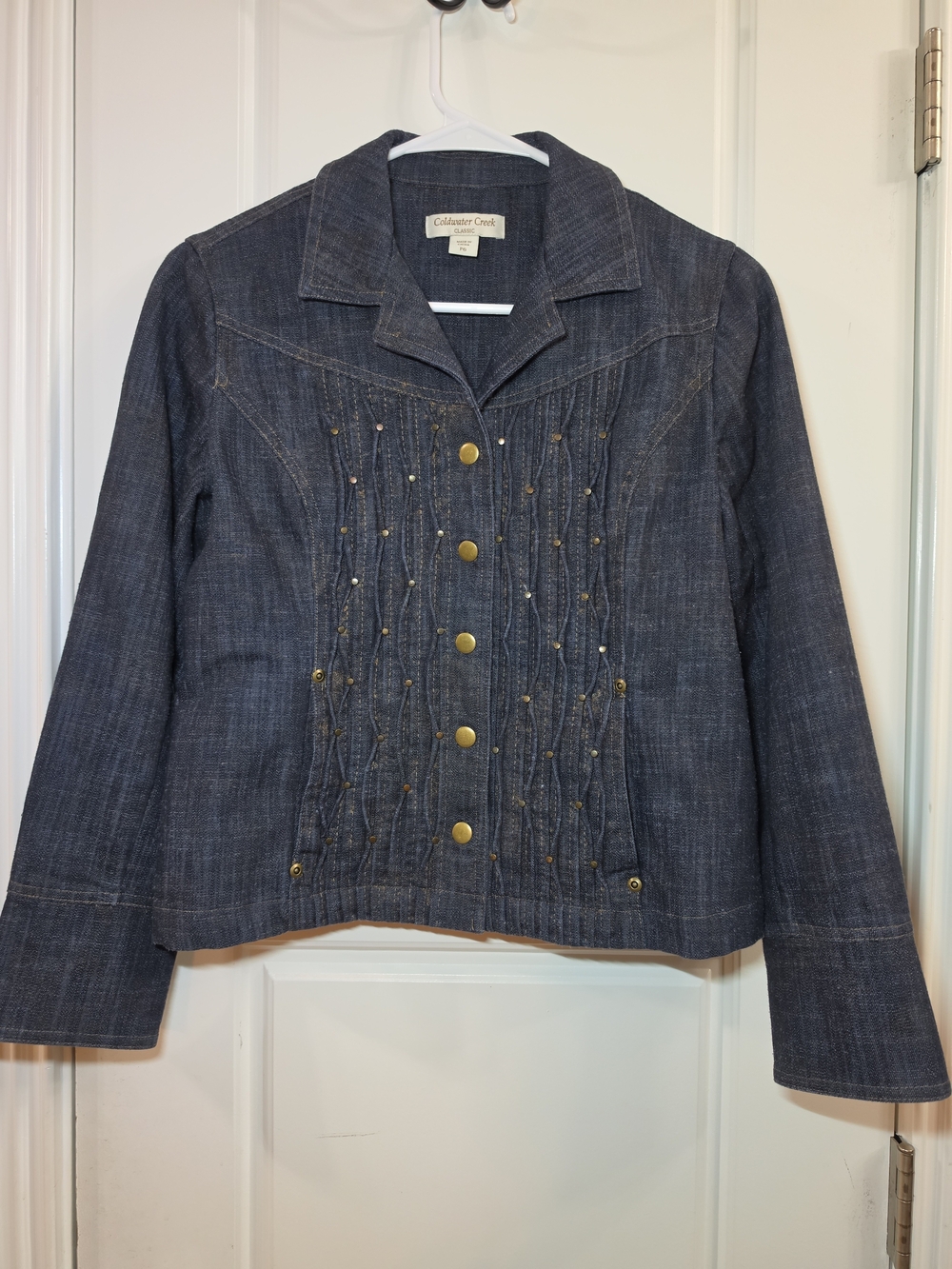 Coldwater Creek Classic Denim & Brass Jacket Size Petite 6